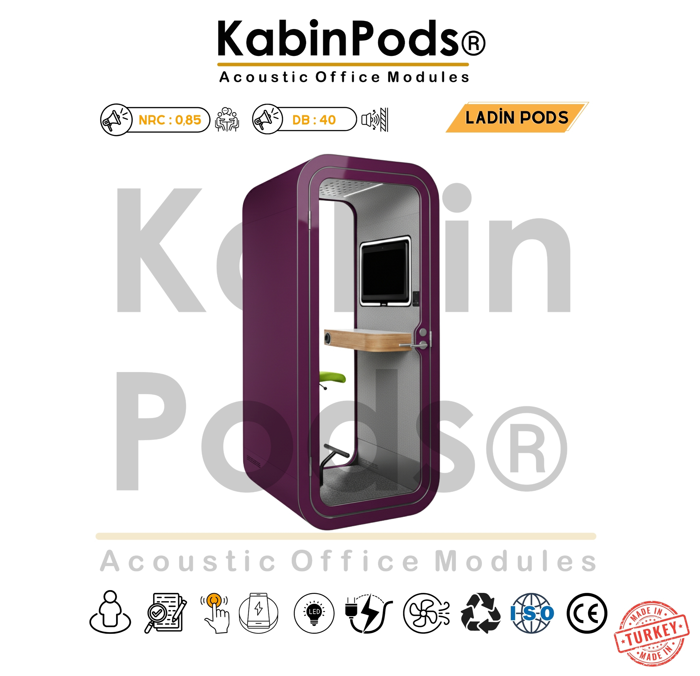 Ses Yalıtımlı Kabin tek kişilik akustik kabin – 18 numaralı görsel